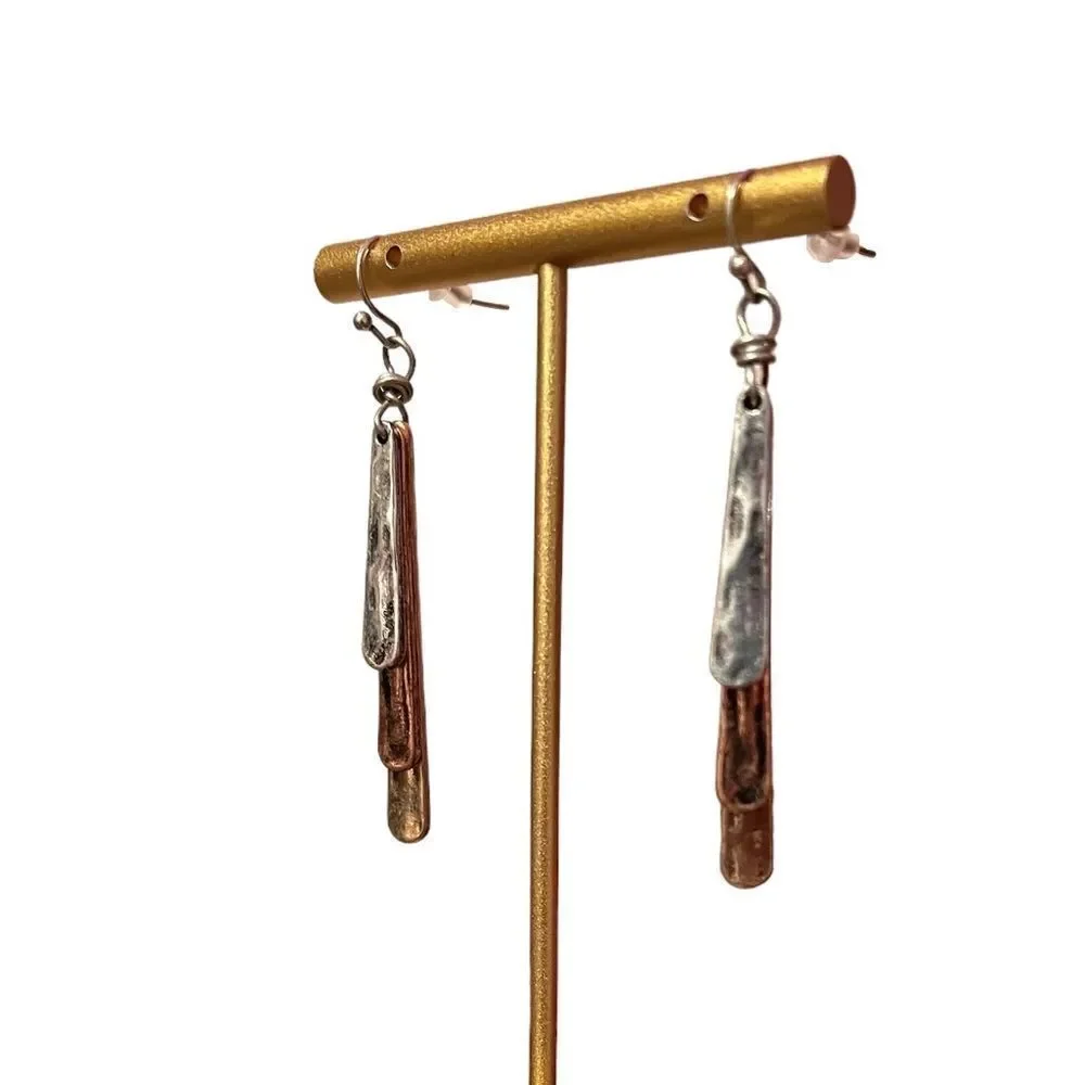 🤯5/$25🤯 Tri-Color Metal Bar Dangle Earrings